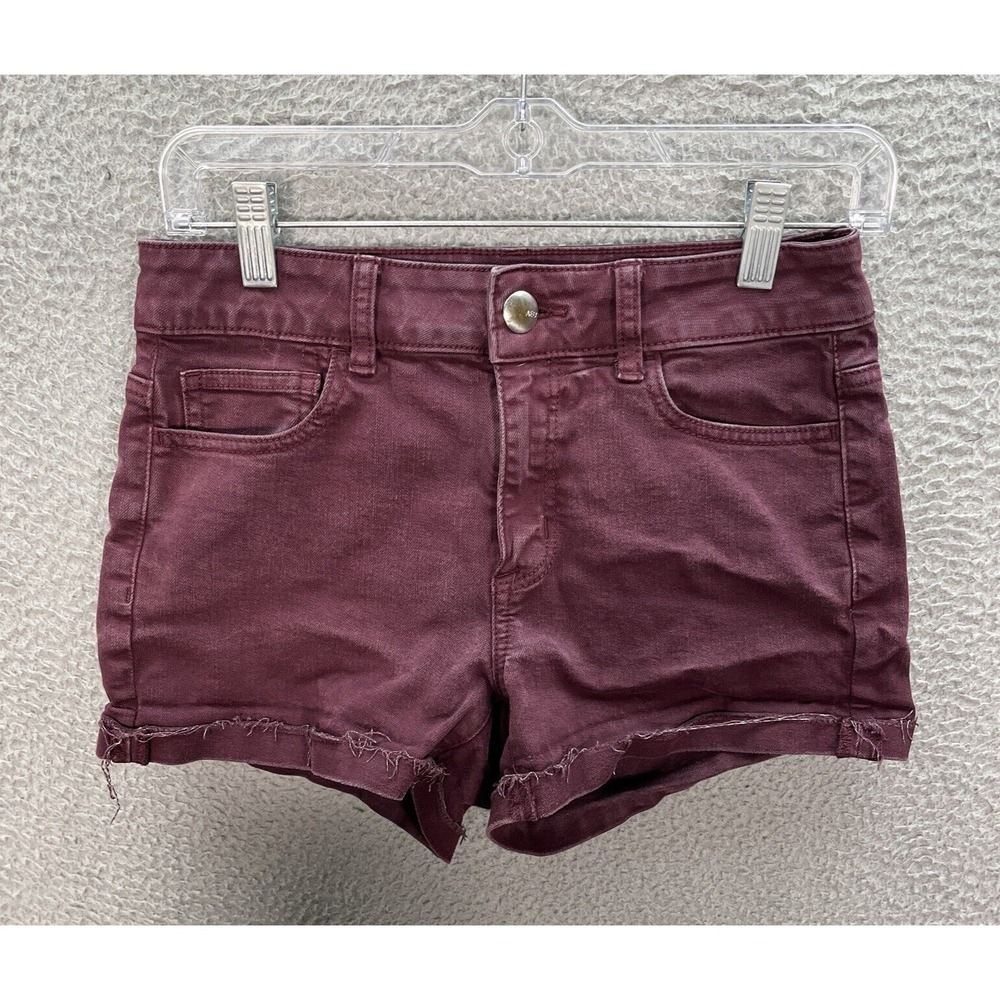 American Eagle Shorts Womens 4 Purple Hi Rise Shortie Cut Off Stretch Preppy